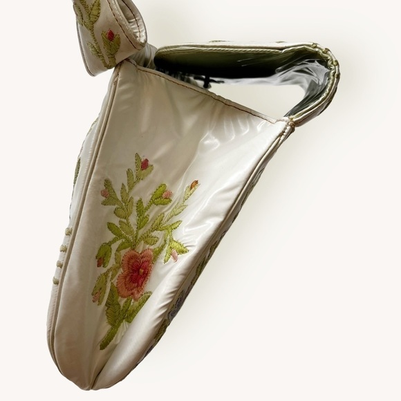 Vintage 50s Marheta Floral Embroidered Vinyl Shoulder Bag - Picture 7 of 15